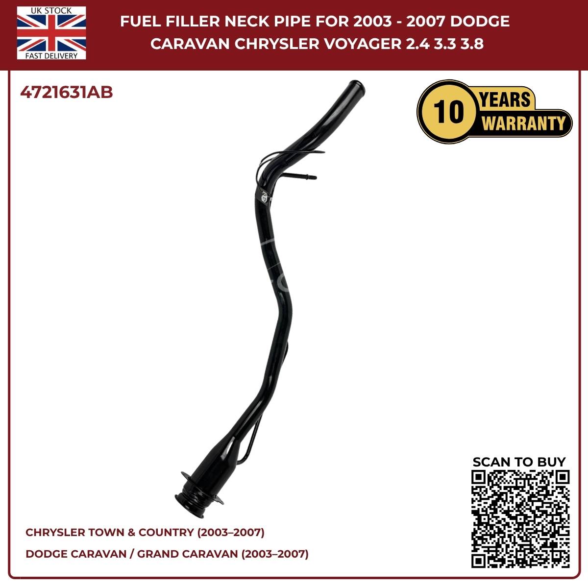 Fuel Filler Neck Pipe – Dodge Caravan & Chrysler Voyager (2003–2007) | OEM Ref 4721631AB