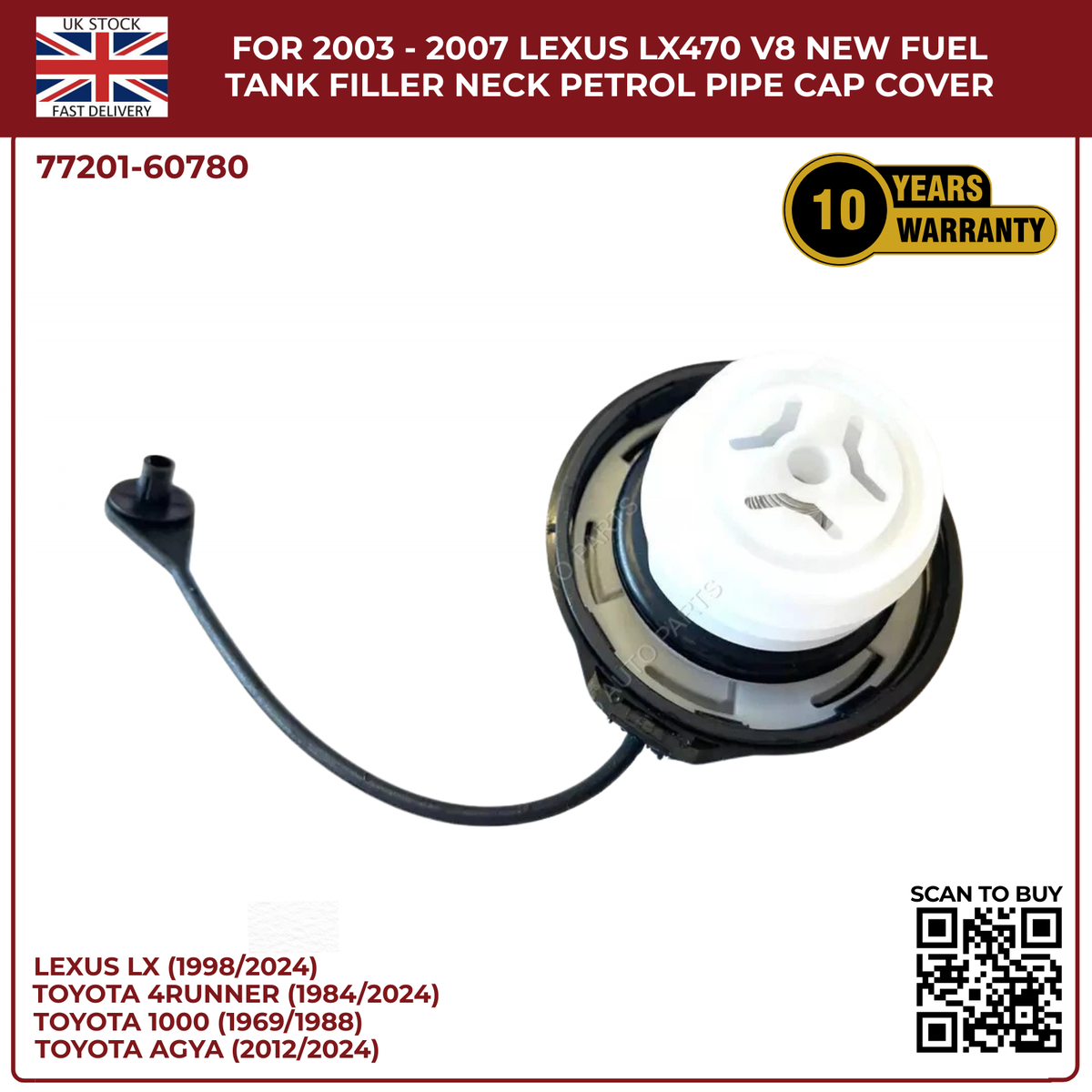 For 2003 - 2007 LEXUS Lx470 V8 New Fuel Tank Filler Neck Petrol Pipe Cap Cover