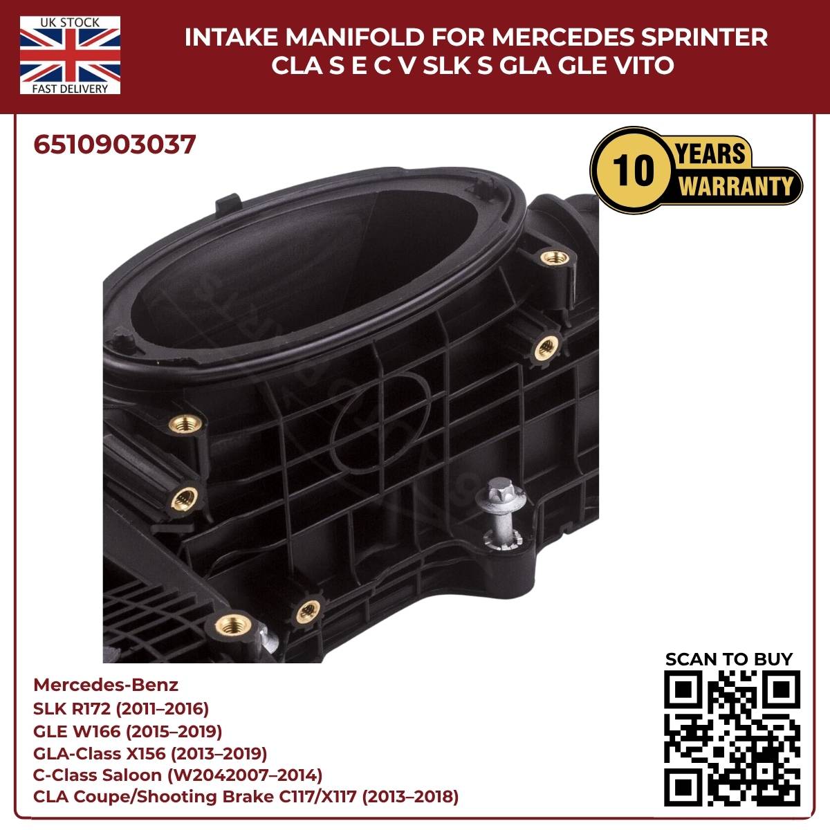 Intake Manifold OEM 6510903037 – Mercedes Sprinter, CLA, S-Class, E-Class, C-Class, Vito, SL, GLA, GLE