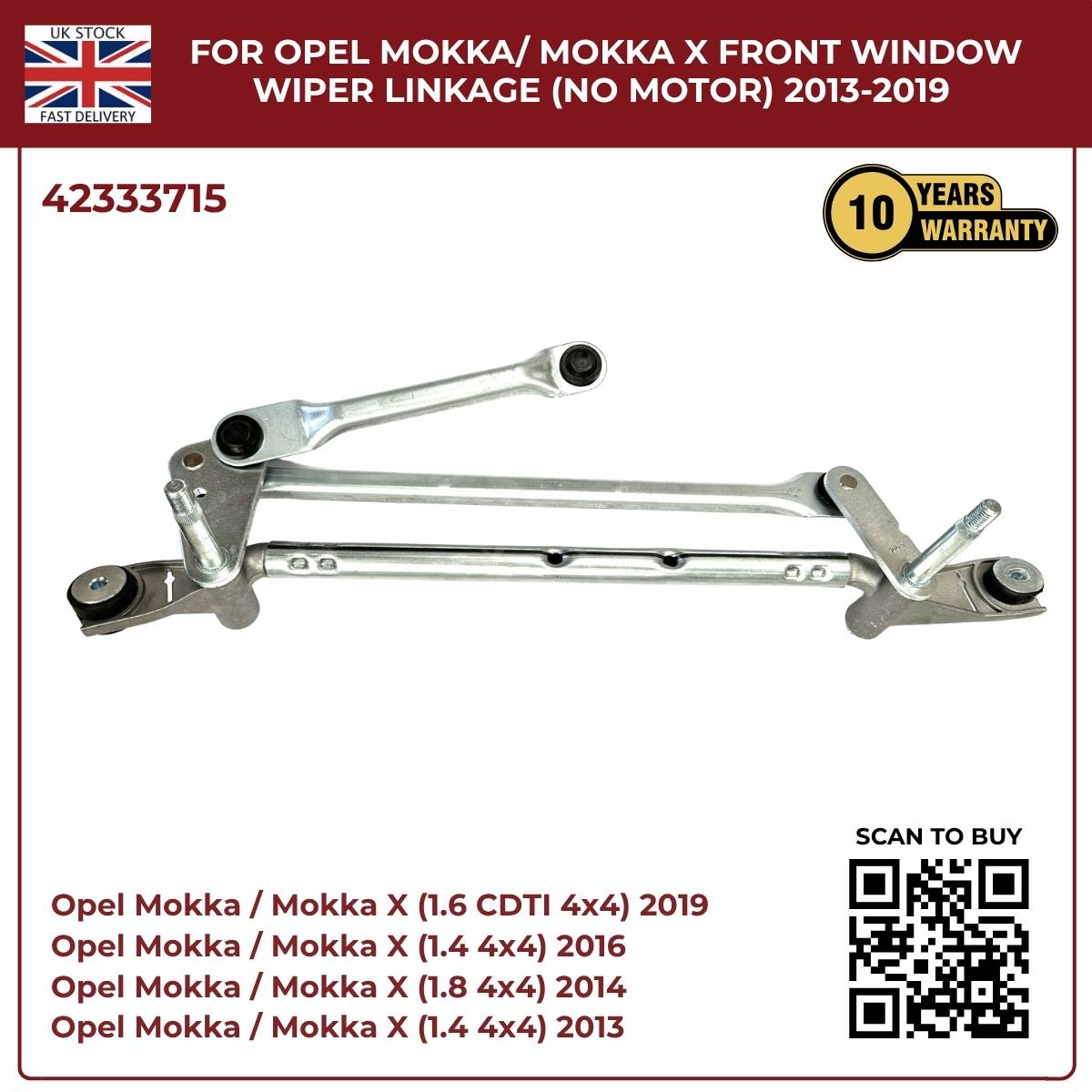 Front Windscreen Wiper Linkage For Opel Mokka / Mokka X 2013 - 2019 RHD 42333715