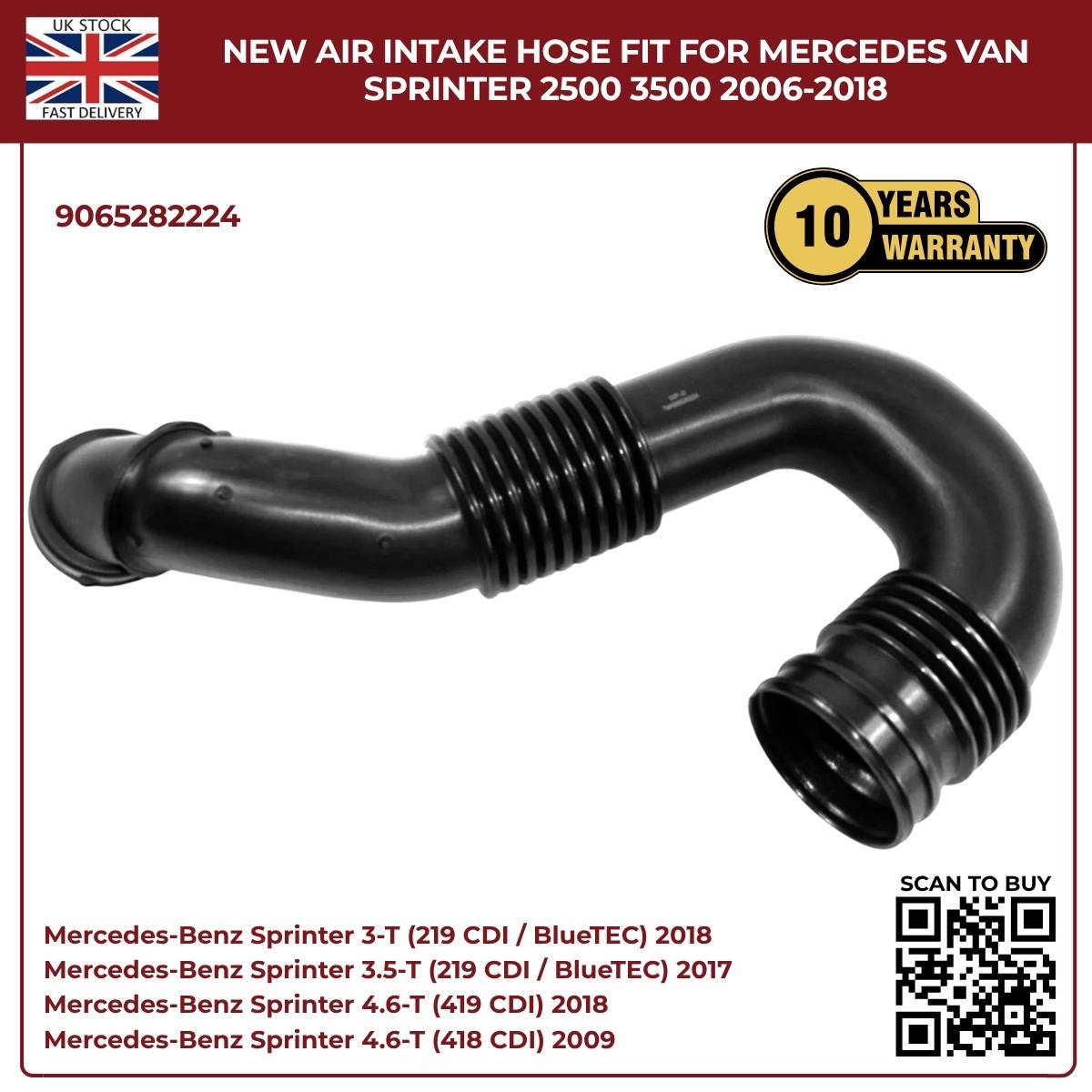 For Mercedes Sprinter Diesel Air Intake Hose A9065282224 (2006β2018, W906 OM642)
