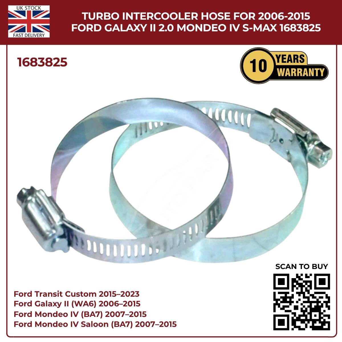 Turbocharger Charge Air Hose RHS – Fits Ford Mondeo, S‑MAX, Galaxy 2.0 TDCi (1683825 / AG916K863AB)