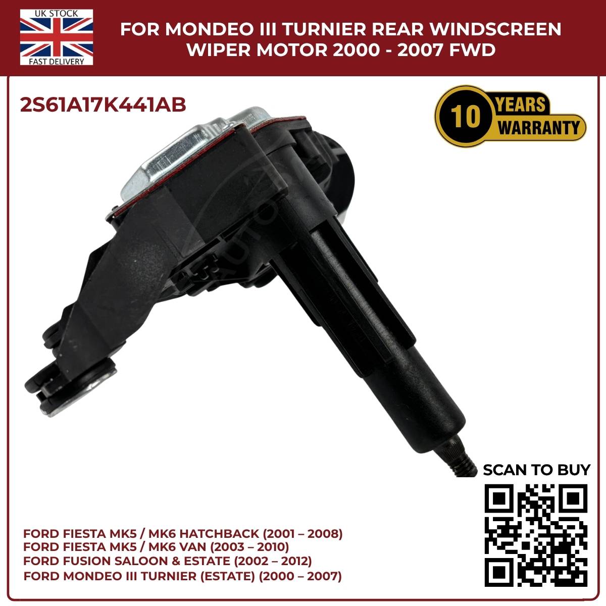Ford Fiesta MK5/MK6 Rear Windscreen Wiper Motor (2001–2010) – OEM Replacement 2S61A17K441AB