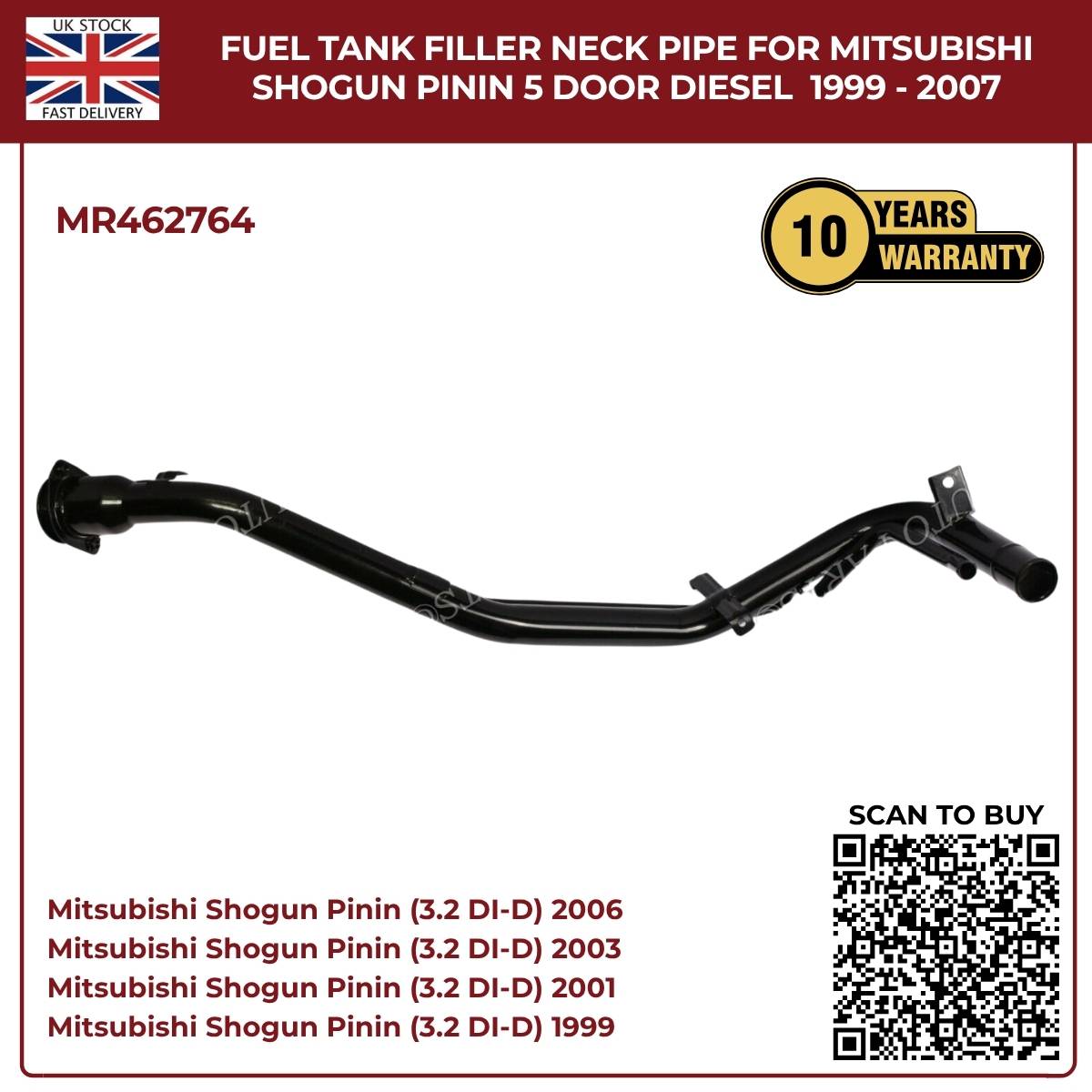 Fuel Tank Filler Neck Pipe for Mitsubishi Shogun Pinin 5‑Door 1999–2007 Diesel