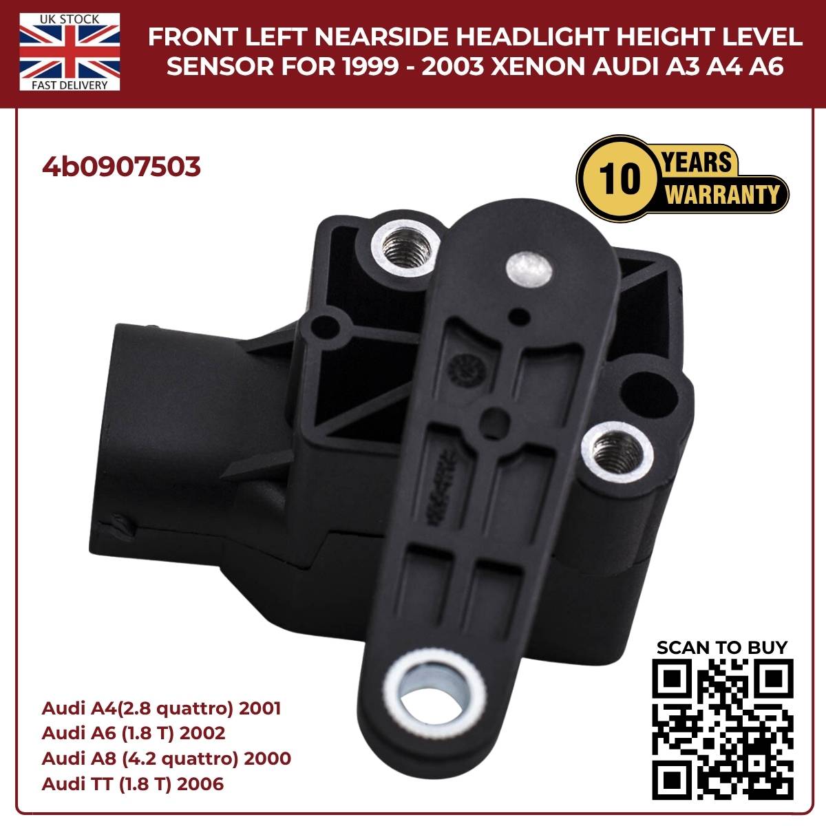 Headlight Level Range Sensor – Front Left (Nearside) – Fits 1999–2003 Audi A3 Xenon Models