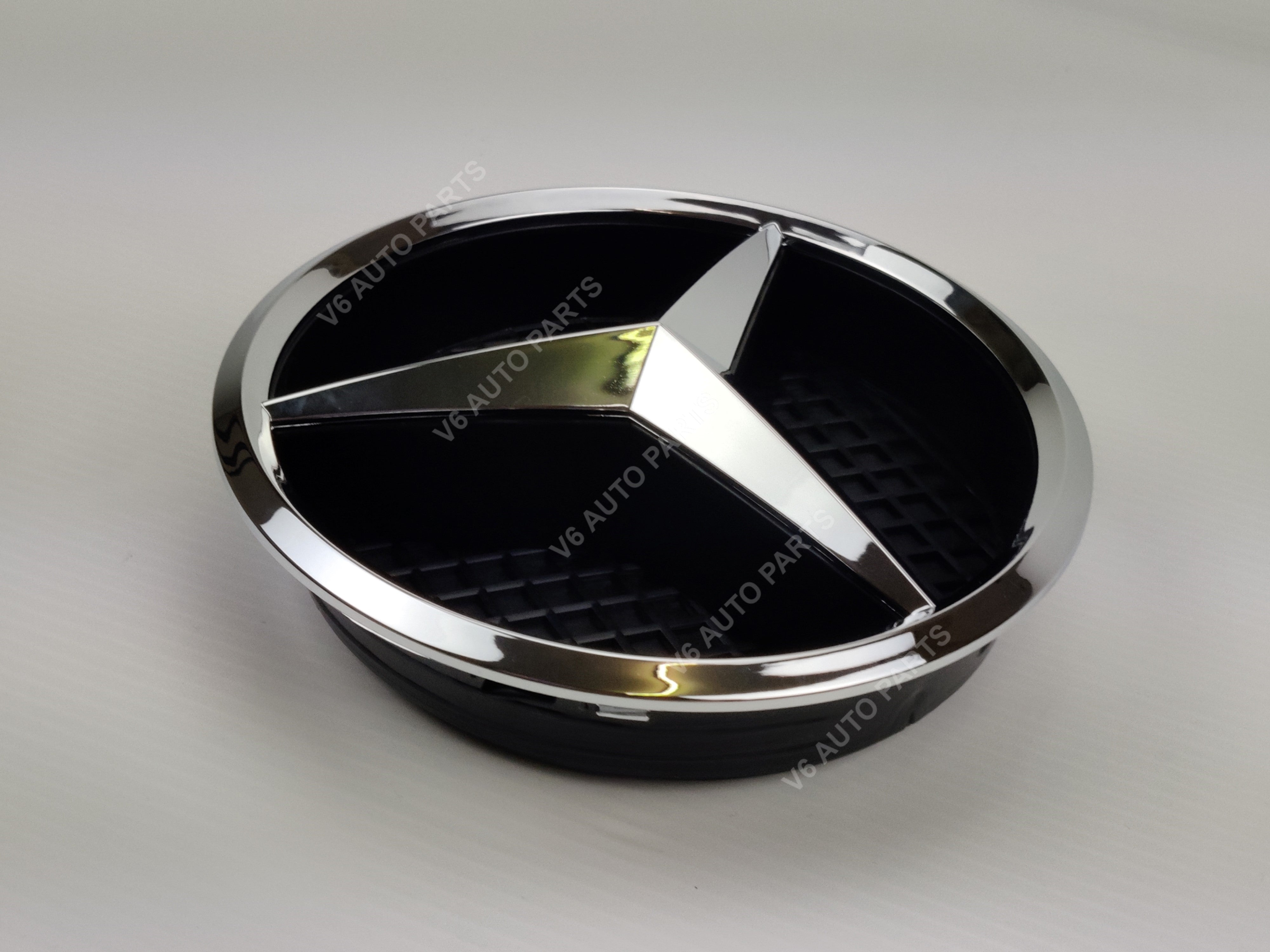 Chrome star badge base on Mercedes Benz S Class wheel center cap with E1-C front grille emblem for GLA-Class X156 2013-2018.