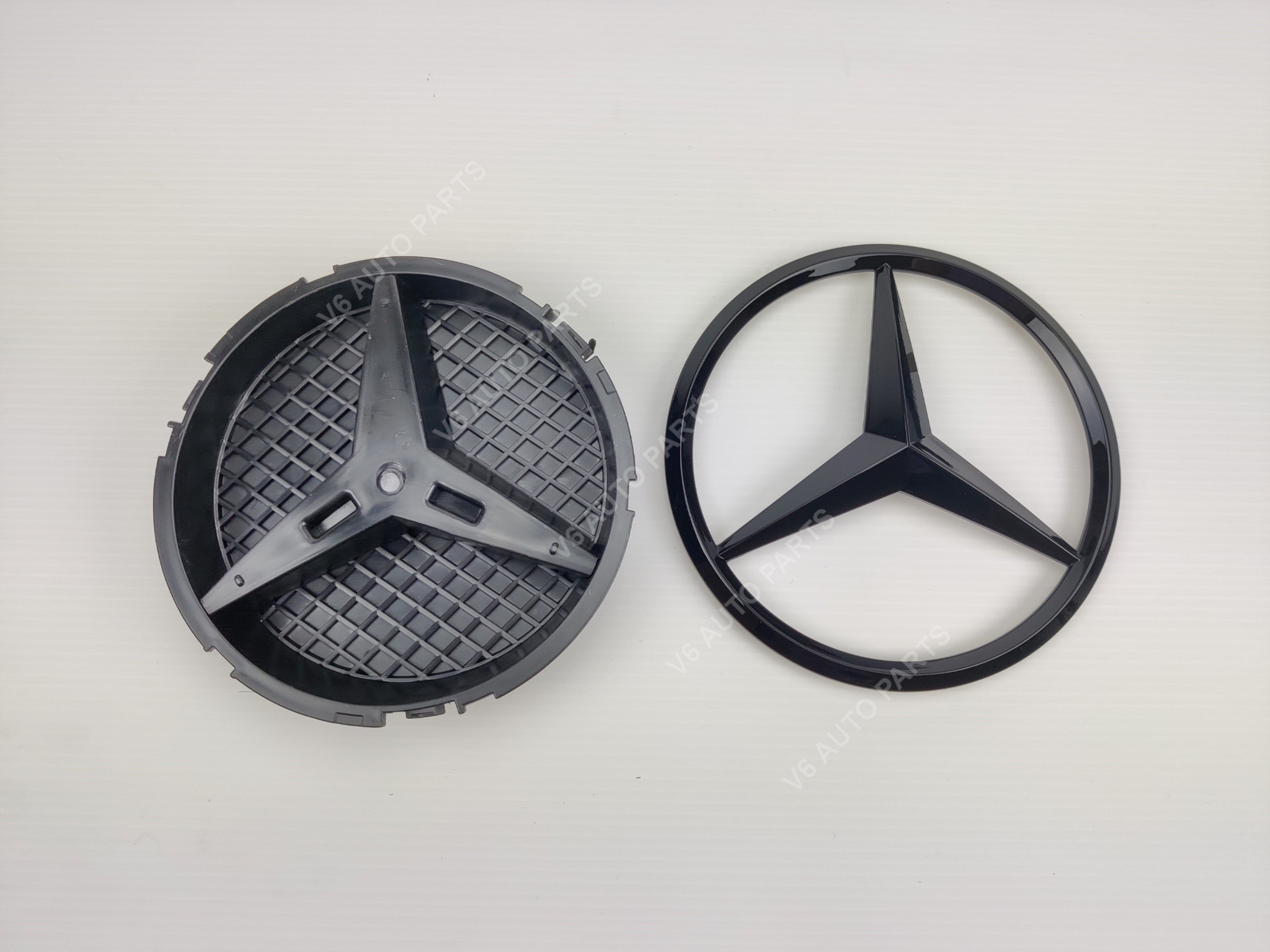 Black grid Mercedes Benz emblem, E1-B Front Grille Black Centre Emblem Badge for A B C CLA E GLA Class C63 43 CLA45.
