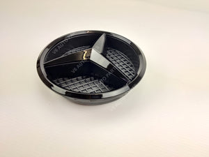 Black plastic wheel with Mercedes logo, Front Grille Black Centre Emblem Badge For A B C CLA E.