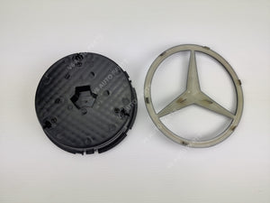 Mercedes logo on black plastic wheel, Front Grille Black Centre Emblem Badge For A B C CLA E.