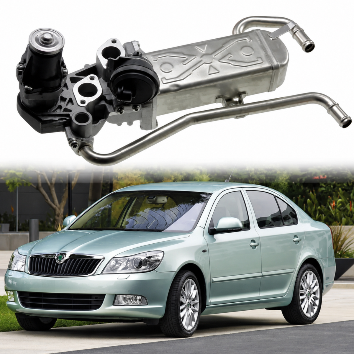 Image of EGR Valve Cooler replacement 03P131512B for VW Audi Seat Skoda