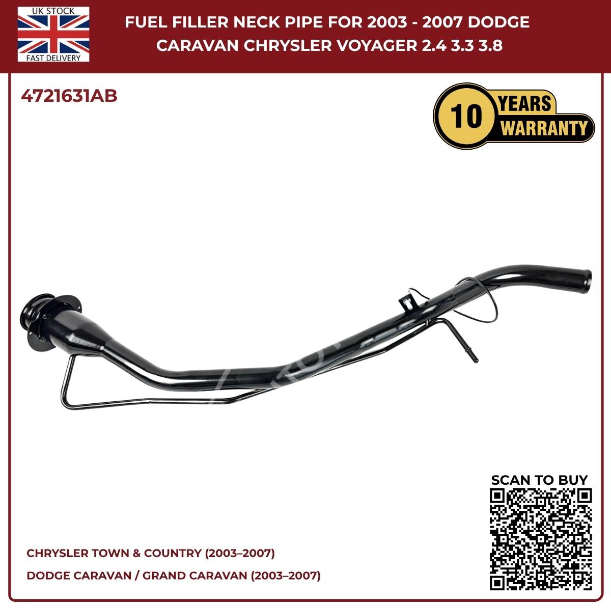 Fuel Filler Neck Pipe – Dodge Caravan & Chrysler Voyager (2003–2007) | OEM Ref 4721631AB