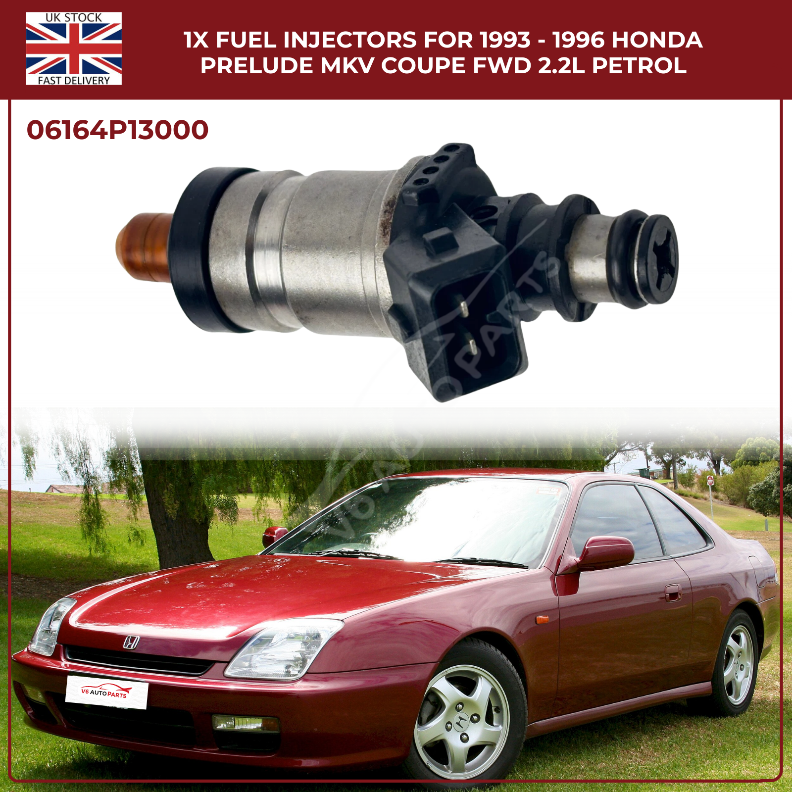 1 x Fuel Injectors For 1993 - 1996 Honda Prelude MKV Coupe FWD 2.2L Petrol
