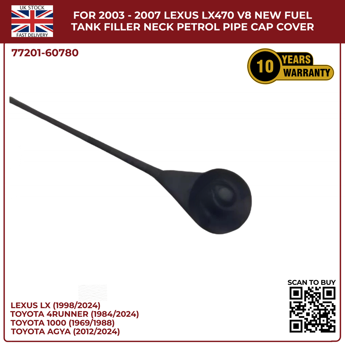 For 2003 - 2007 LEXUS Lx470 V8 New Fuel Tank Filler Neck Petrol Pipe Cap Cover