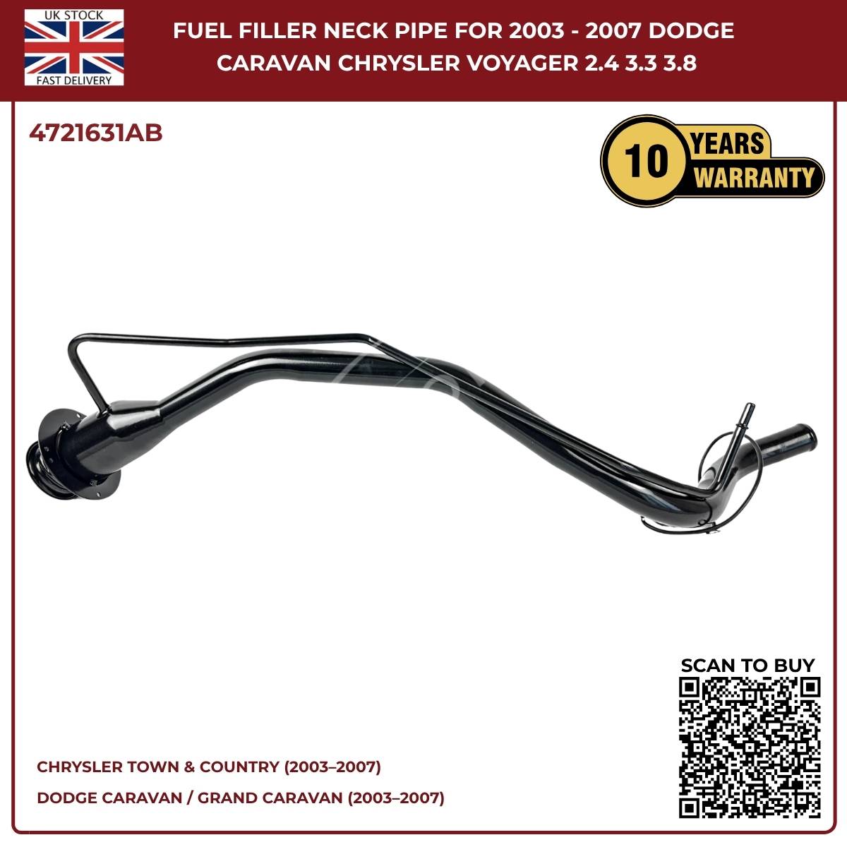 Fuel Filler Neck Pipe – Dodge Caravan & Chrysler Voyager (2003–2007) | OEM Ref 4721631AB