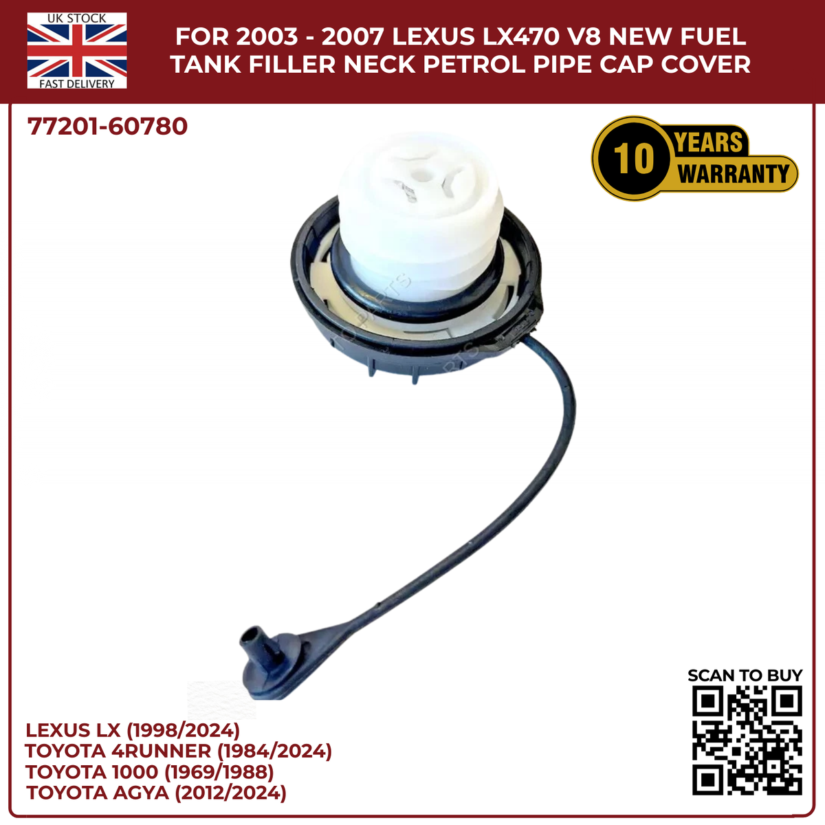 For 2003 - 2007 LEXUS Lx470 V8 New Fuel Tank Filler Neck Petrol Pipe Cap Cover