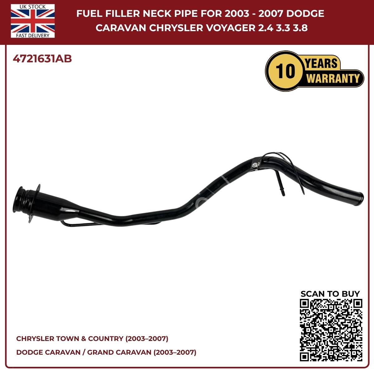 Fuel Filler Neck Pipe – Dodge Caravan & Chrysler Voyager (2003–2007) | OEM Ref 4721631AB