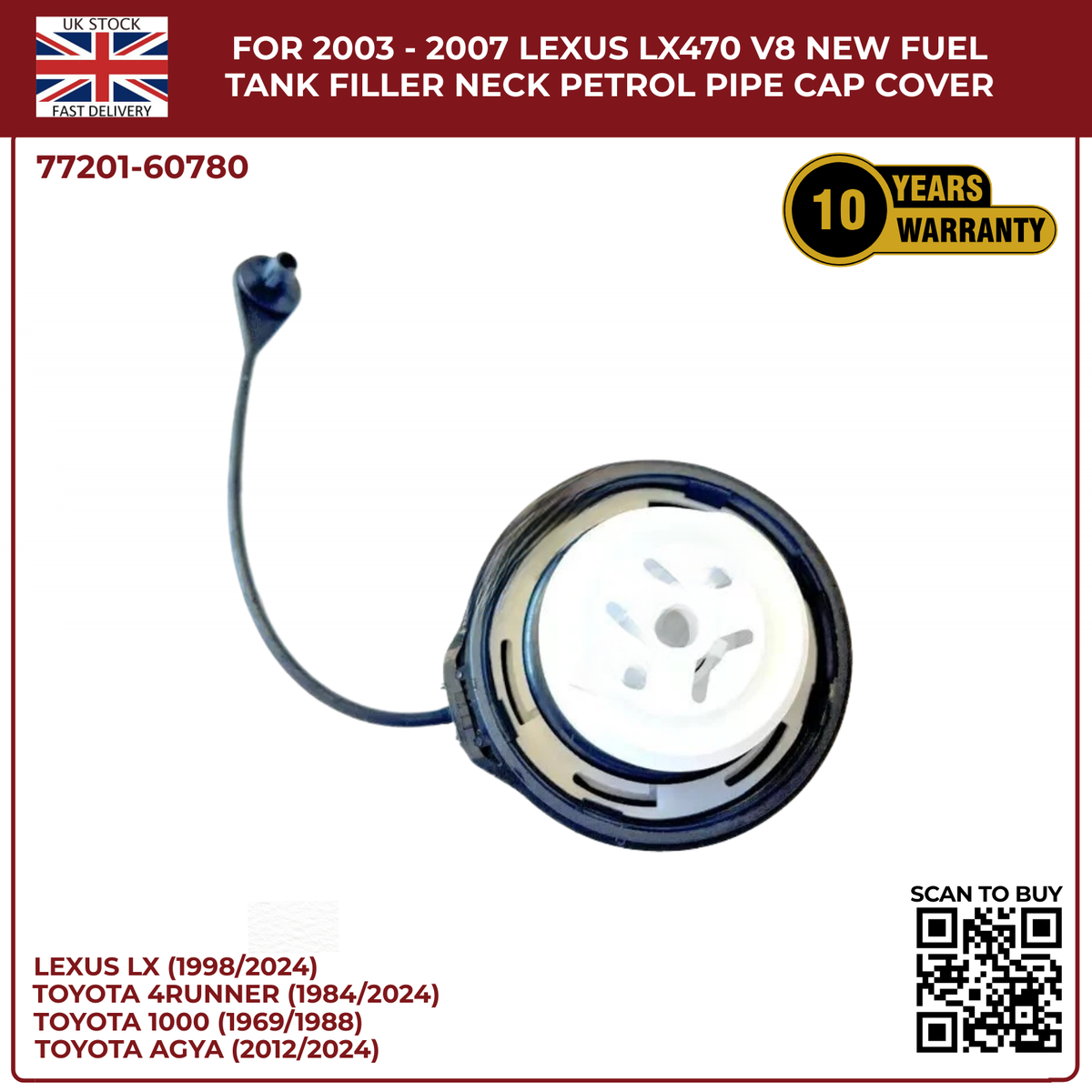 For 2003 - 2007 LEXUS Lx470 V8 New Fuel Tank Filler Neck Petrol Pipe Cap Cover