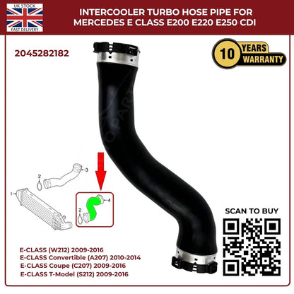 Mercedes-Benz Intercooler Turbo Hose Pipe – Fits E-Class E200, E220, E250 CDI (OE 2045282182)