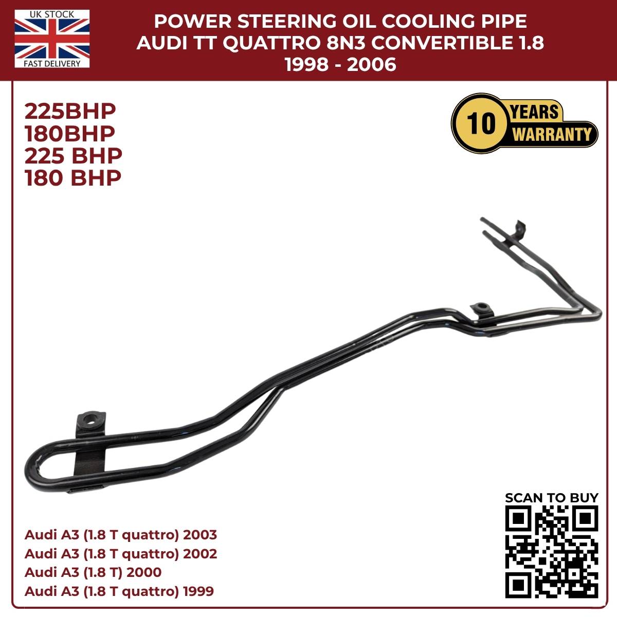 Image of replacement power steering oil cooler line OEM 8N0422885A for Audi TT 8N