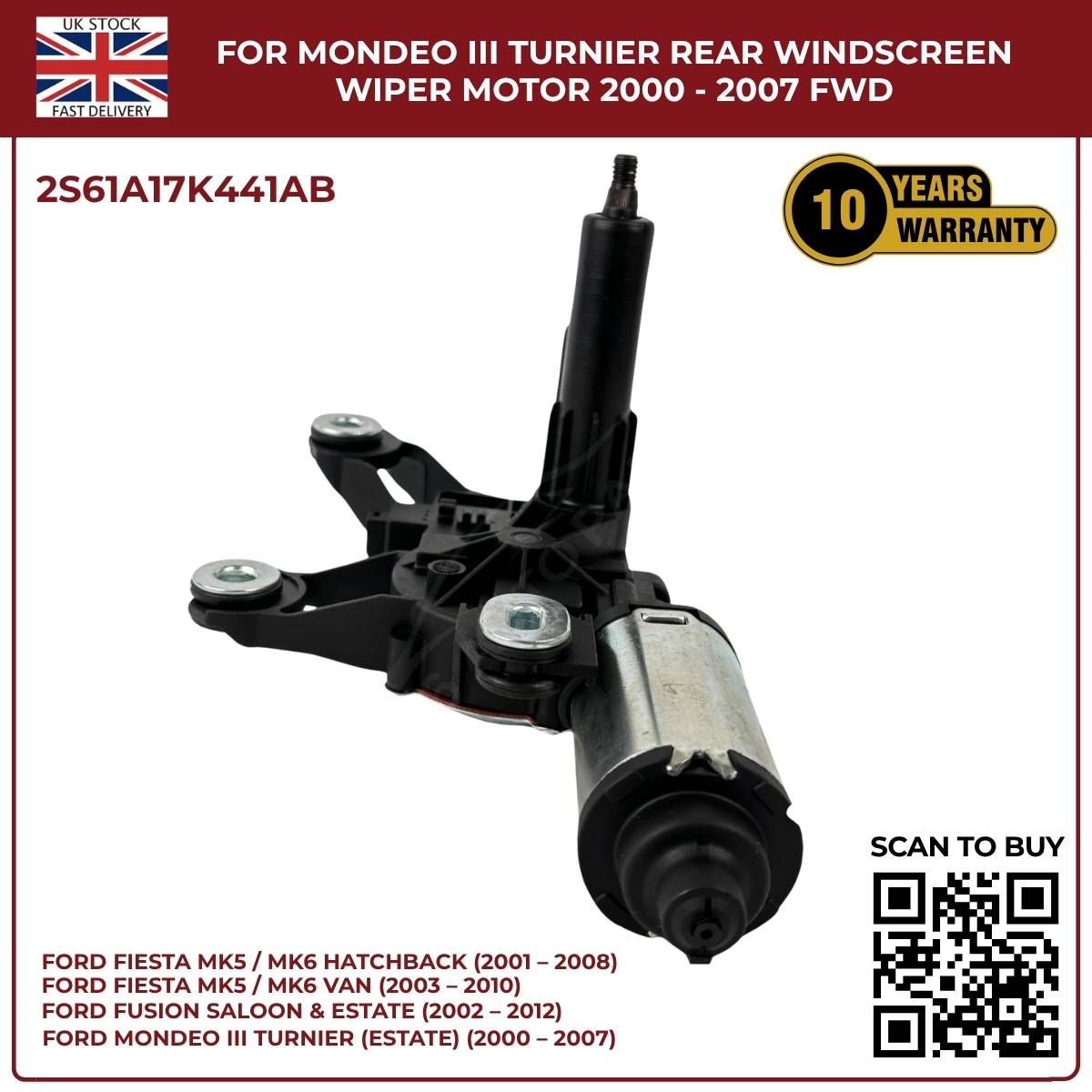 Ford Fiesta MK5/MK6 Rear Windscreen Wiper Motor (2001–2010) – OEM Replacement 2S61A17K441AB