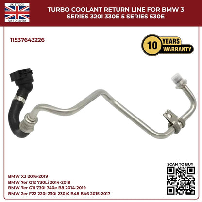 BMW Turbocharger Coolant Return Hose – Right Passenger Side | Fits B46/B48 Petrol Engines | OEM Ref 11537643226
