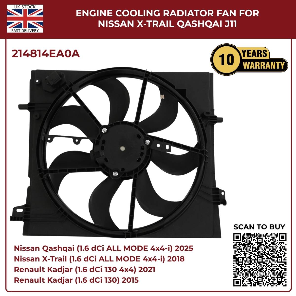 Nissan X-Trail & Qashqai J11 Radiator Cooling Fan – OEM 214814BE0B / 214814EB0A