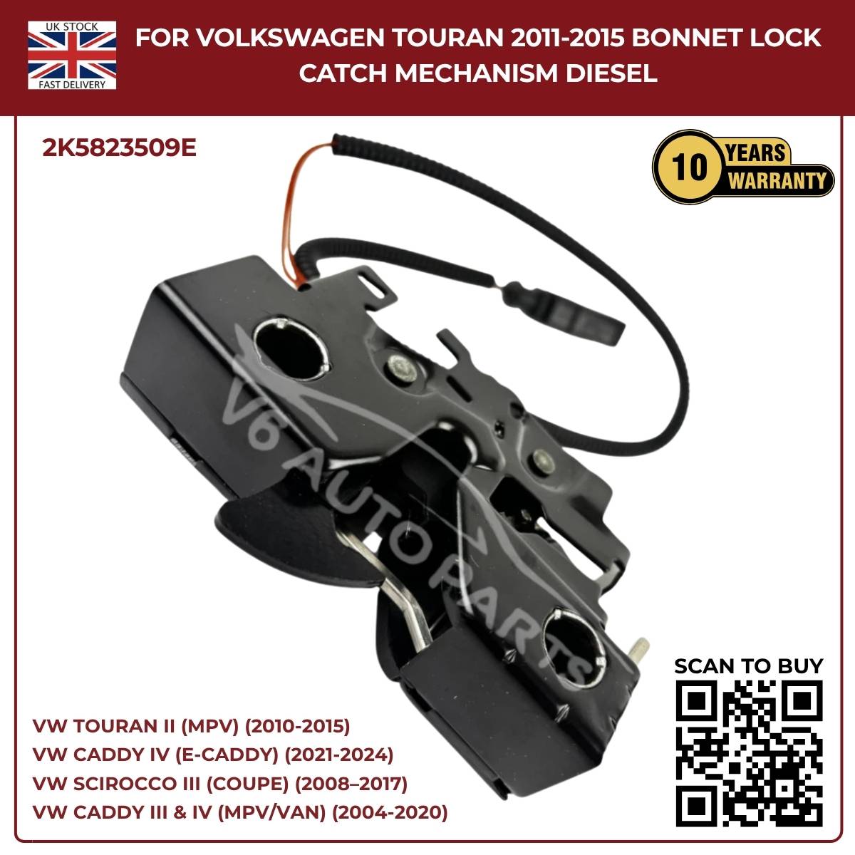 Bonnet Lock Catch Mechanism for VW Caddy MK4 2011–2020 | OEM 2K5823509E