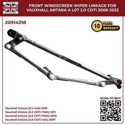 Front Windscreen Wiper Linkage Assembly – Fits Vauxhall Opel Antara 2007‑Onwards (Diesel & Petrol) | OE Ref 20914318