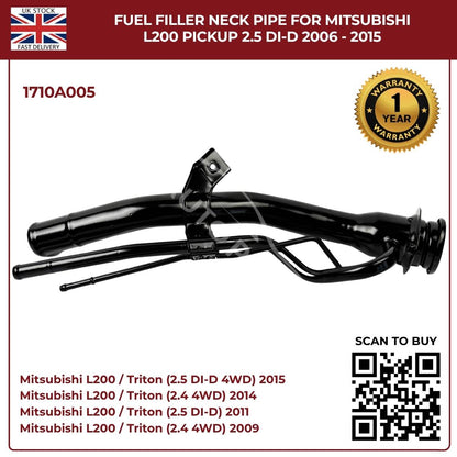 Fuel Filler Neck Pipe for Mitsubishi L200 Pickup 2006–2015 2.5 DI‑D – Part 1710A005
