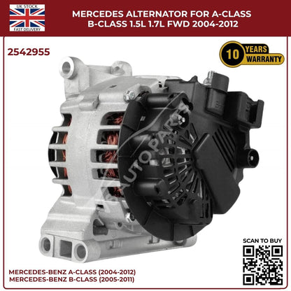 Mercedes Alternator SG9B121 / 2542955 — A-Class W169 & B-Class W245 1.5L / 1.7L Petrol FWD (2004–2012)