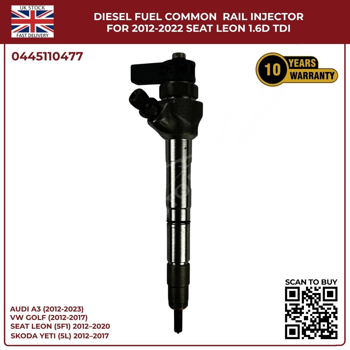 Seat Leon Diesel Injector 0445110477 – 1.6 TDI CR (2012–2022)