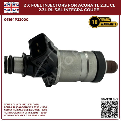 2PCS Fuel Injectors for Honda CR‑V MK1 2.0L Petrol (1997‑1998) | OEM 06164‑P2J‑000 Replacement