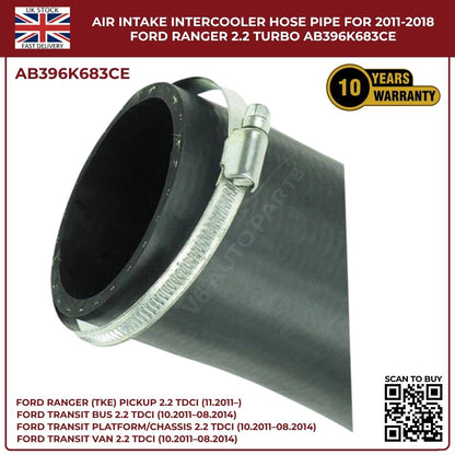 Black Intercooler Turbo Air Intake Hose Pipe – Fits Ford Ranger 2.2 TDCi (2011–2018) AB396K683CE