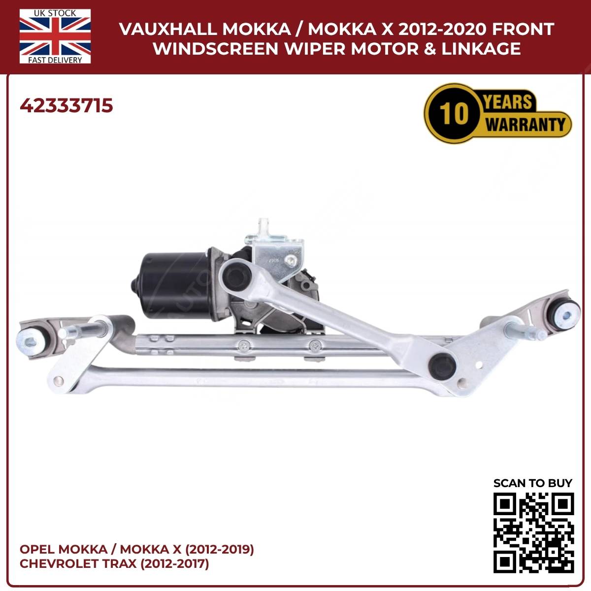 Front Windscreen Wiper Linkage & Motor For Opel Mokka / Mokka X 2013 - 2019 RHD