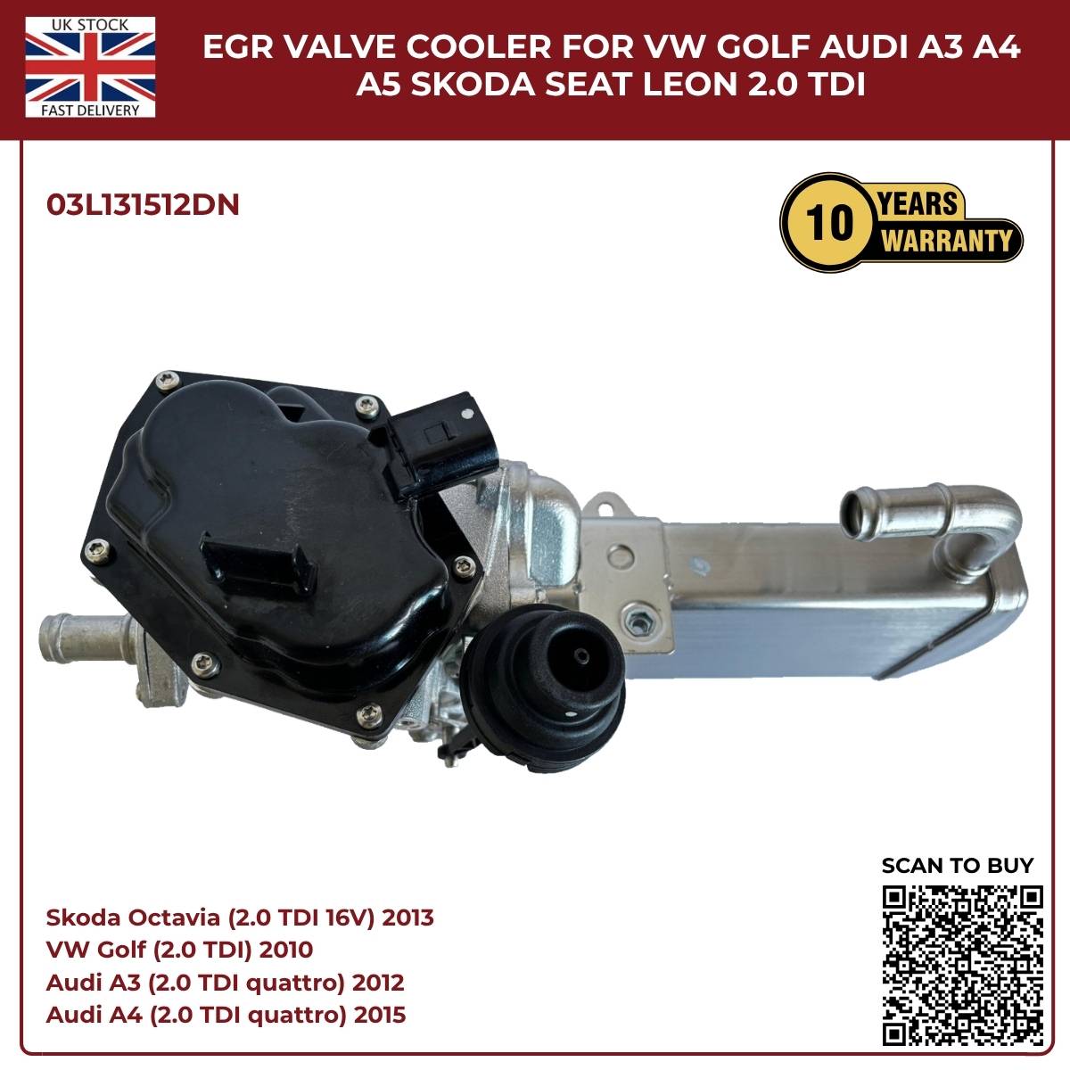 image of Seat Leon 2.0 TDI EGR cooler assembly 03L131512DN