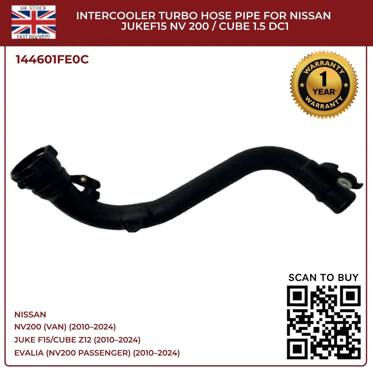 Image of 144601FE0C turbo boost hose for Nissan Evalia 1.5 dCi