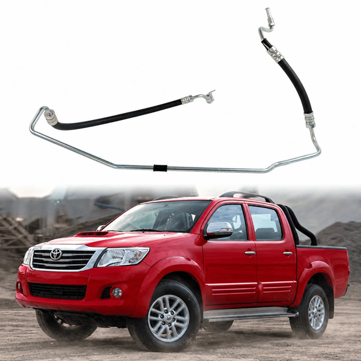 Image of high pressure power steering hose 44410-0K010 for Toyota Hilux MK7 2004–2015 diesel