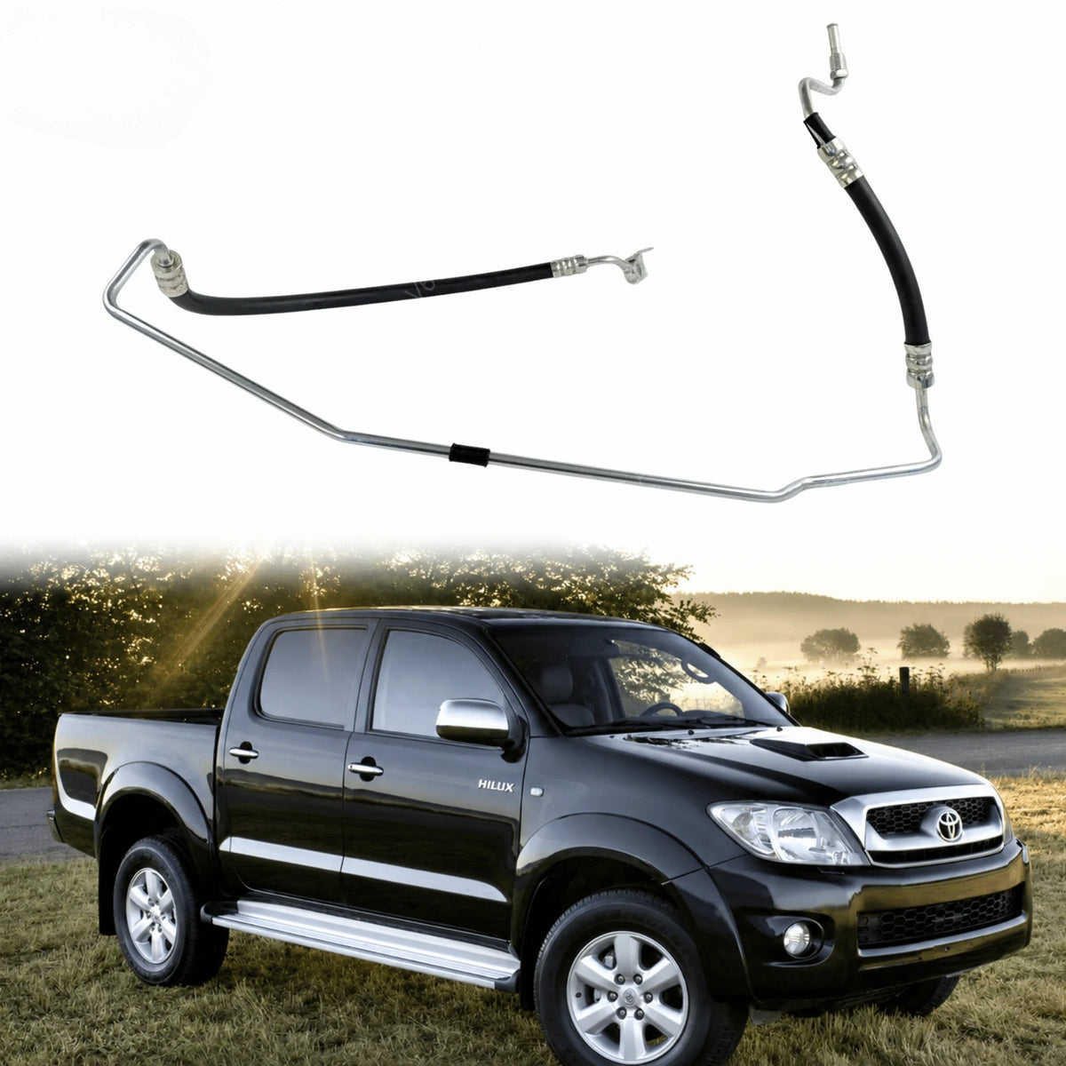 Image of power steering pressure pipe assembly 44410-0K010 for Toyota Hilux MK7 D4D diesel models