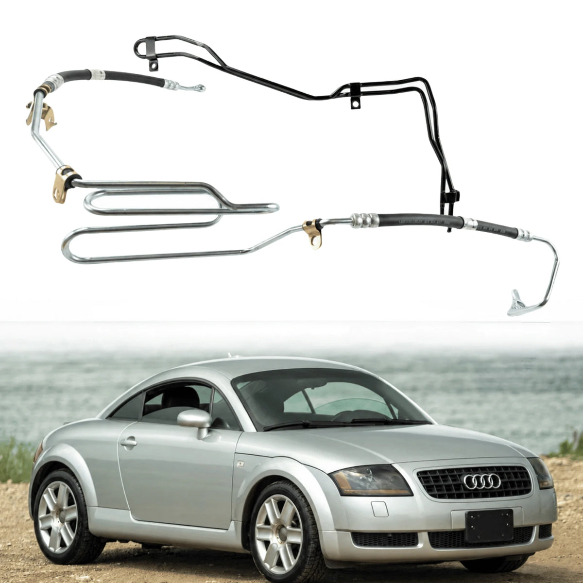 Image of power steering return cooler pipe 8N0422885A for Audi TT Quattro models