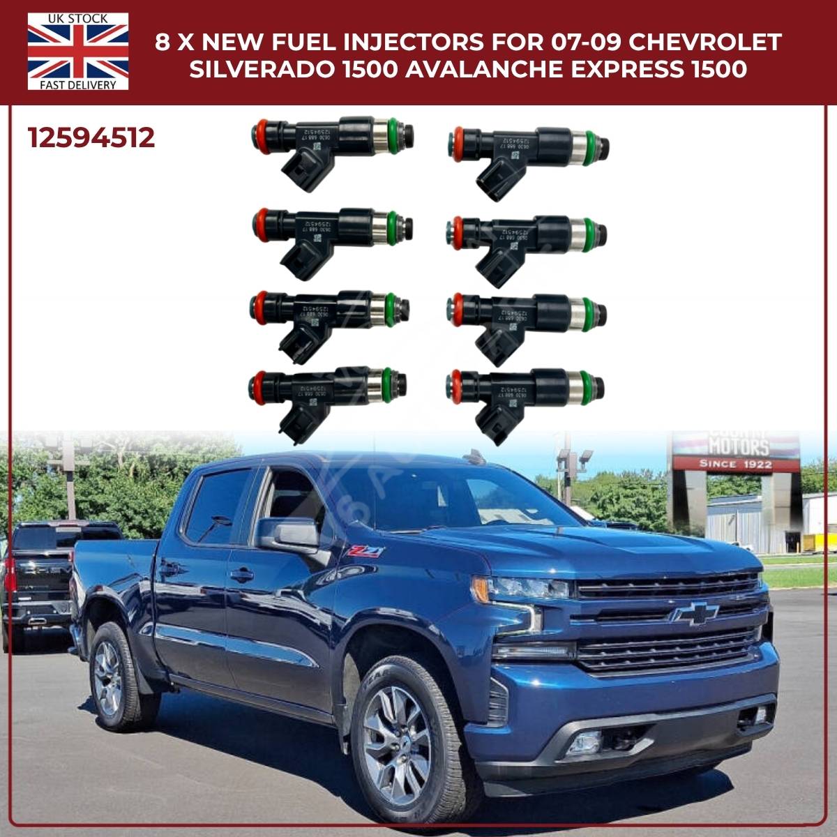 Set of 8 Fuel Injectors 12594512 – Fits Chevy Silverado, Suburban & Tahoe (2007–2009)