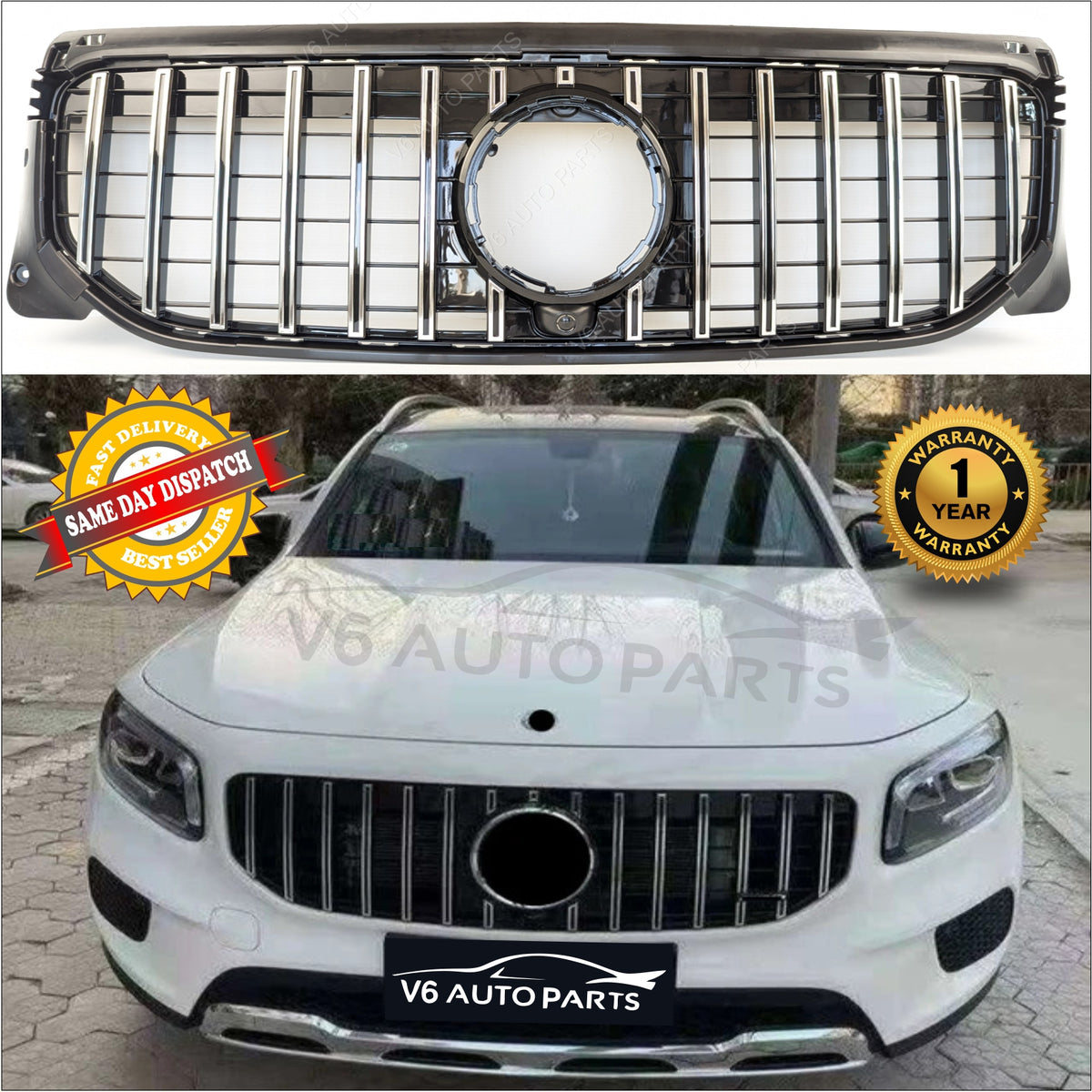 Front Radiator Grille Panamericana Style – Fits Mercedes GLB‑Class X247 180d / 220d (2019–2023)