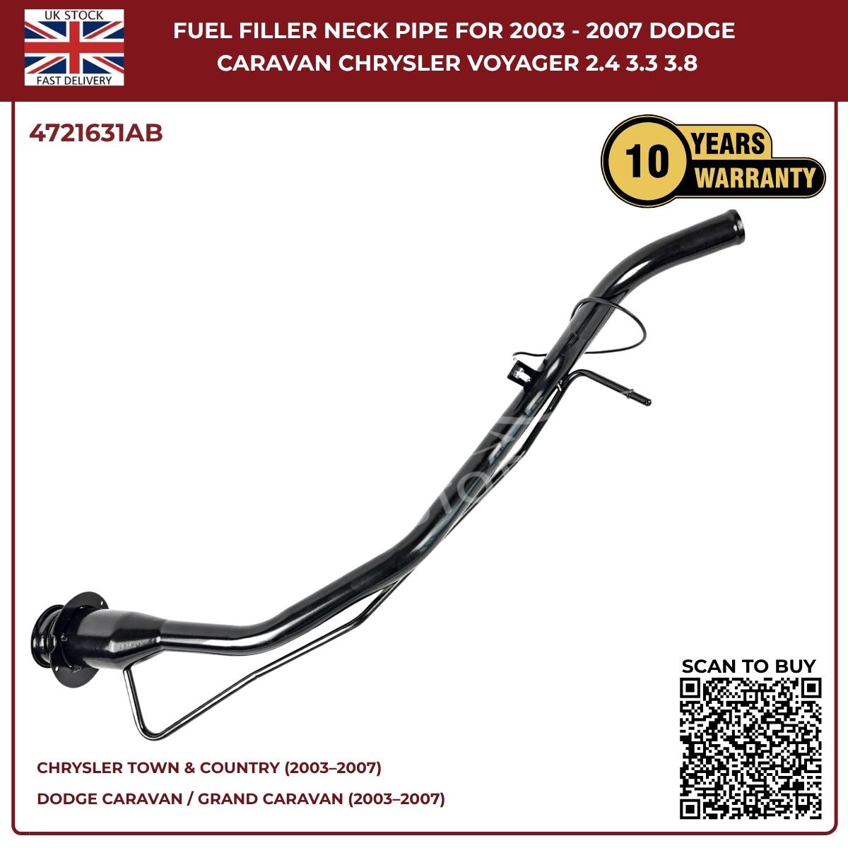 Fuel Filler Neck Pipe – Dodge Caravan & Chrysler Voyager (2003–2007) | OEM Ref 4721631AB