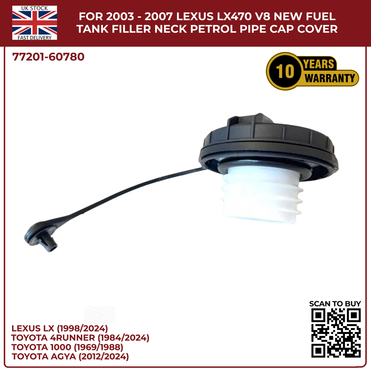 For 2003 - 2007 LEXUS Lx470 V8 New Fuel Tank Filler Neck Petrol Pipe Cap Cover
