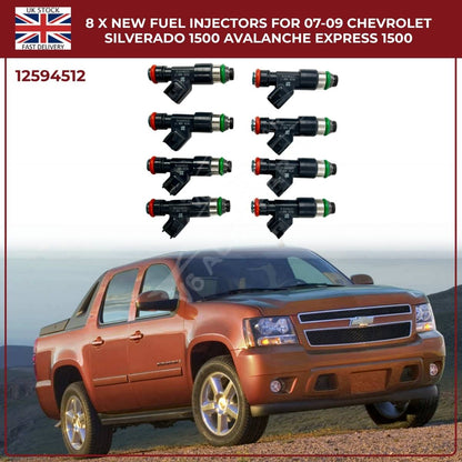 Set of 8 Fuel Injectors 12594512 – Fits Chevy Silverado, Suburban & Tahoe (2007–2009)