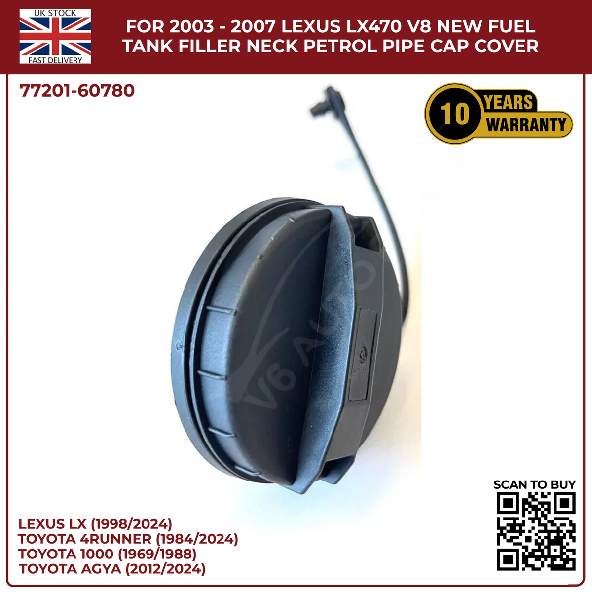 For 2003 - 2007 LEXUS Lx470 V8 New Fuel Tank Filler Neck Petrol Pipe Cap Cover