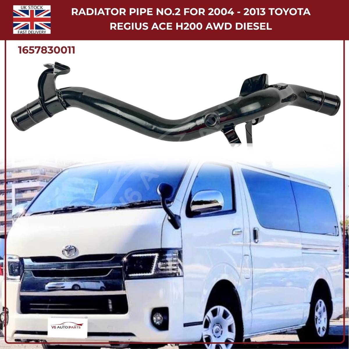 Toyota Hiace Radiator Pipe No.2 (2004–2013, Diesel 2.5L / 3.0L) – Direct Fit Replacement | Part No. 1657830011