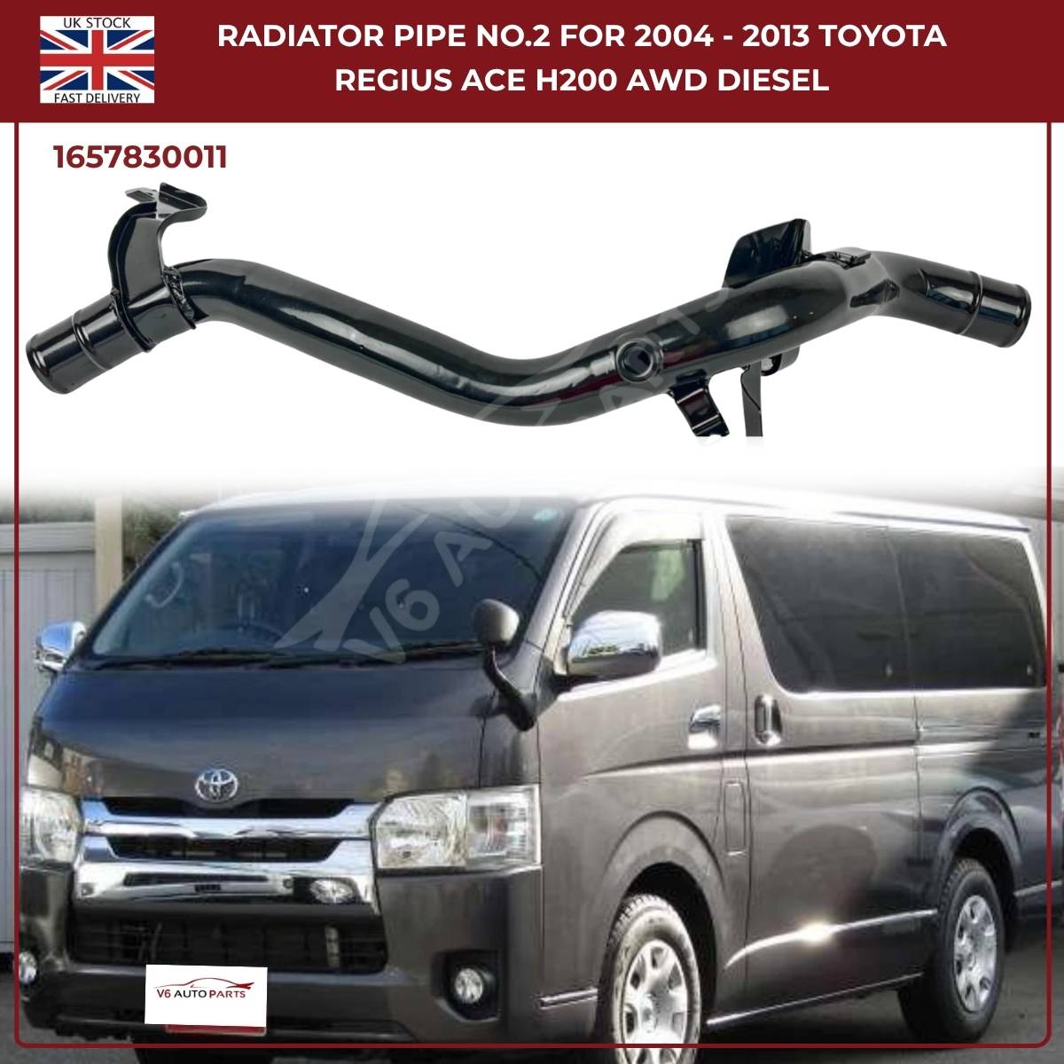 Toyota Hiace Radiator Pipe No.2 (2004–2013, Diesel 2.5L / 3.0L) – Direct Fit Replacement | Part No. 1657830011