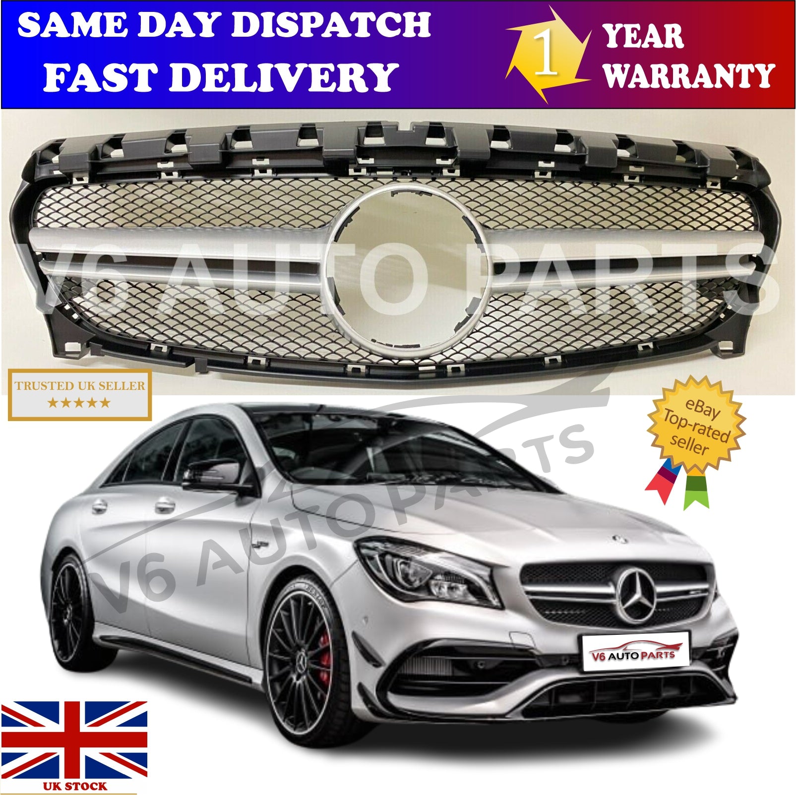 For Mercedes CLA-Class W117 CLA220 250 Front Radiator Grille 2017-2019 Facelift