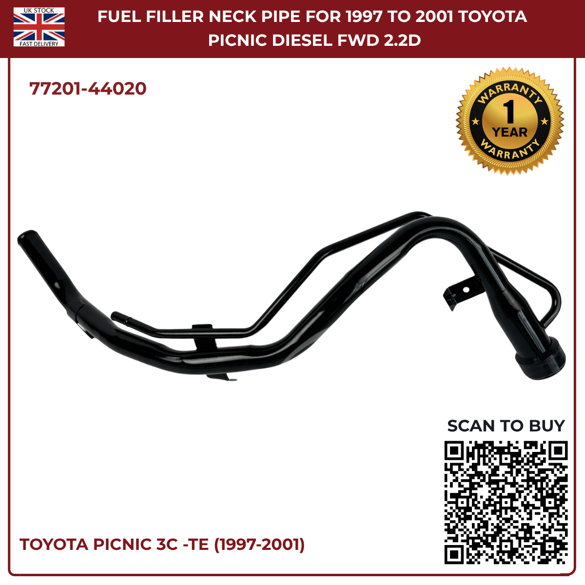 Toyota Picnic Fuel Tank Filler Neck Pipe – Diesel MPV 1997–2001 | Part 77201-44020