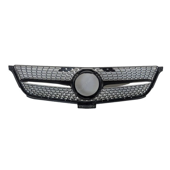 For Mercedes M‑Class X166 ML63 AMG Front Radiator Diamond Grille Black Chrome (2011–2016)